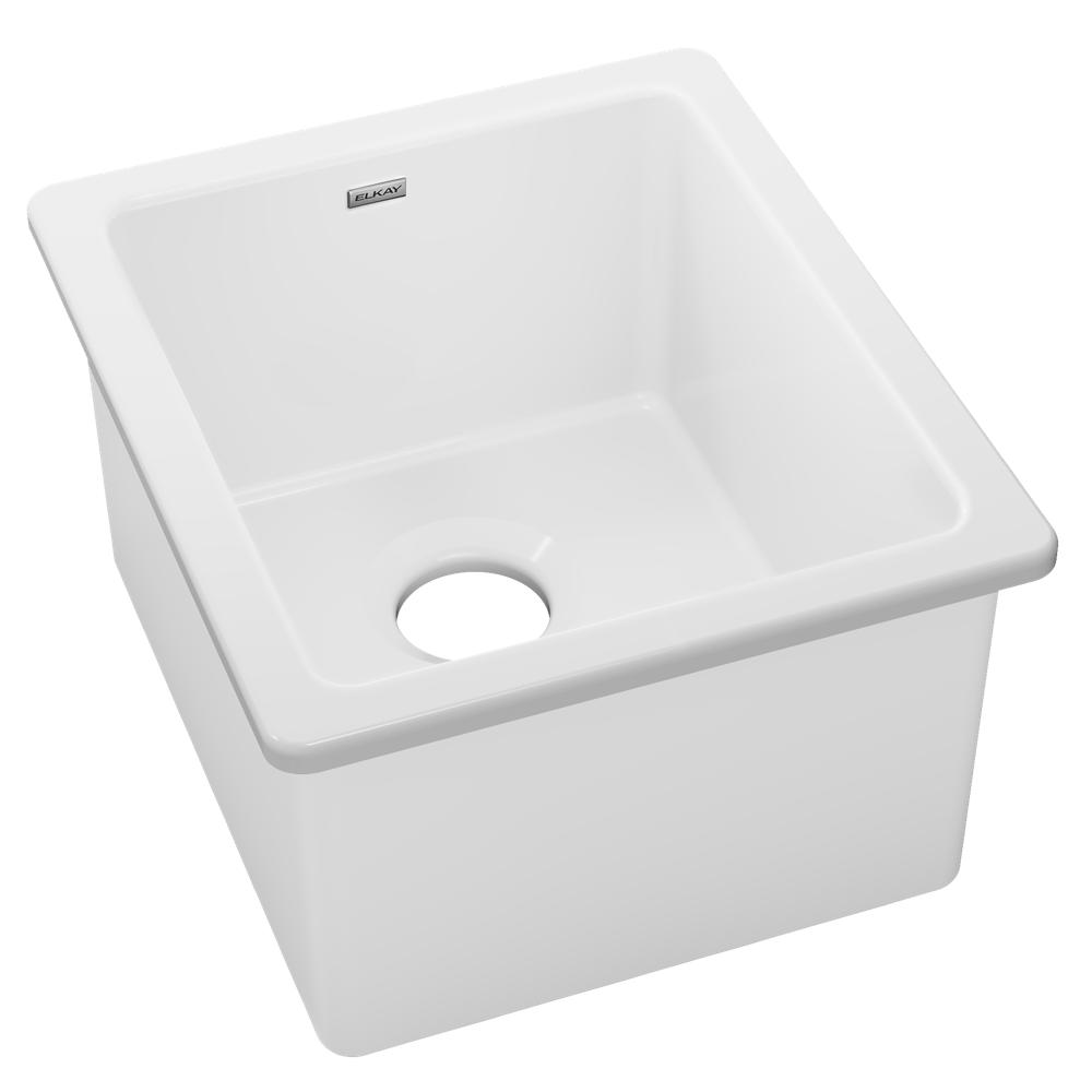 Elkay Fireclay 16-7/16" x 18-15/16" x 9-1/16" Single Bowl Undermount Bar Sink White SWU1517WH