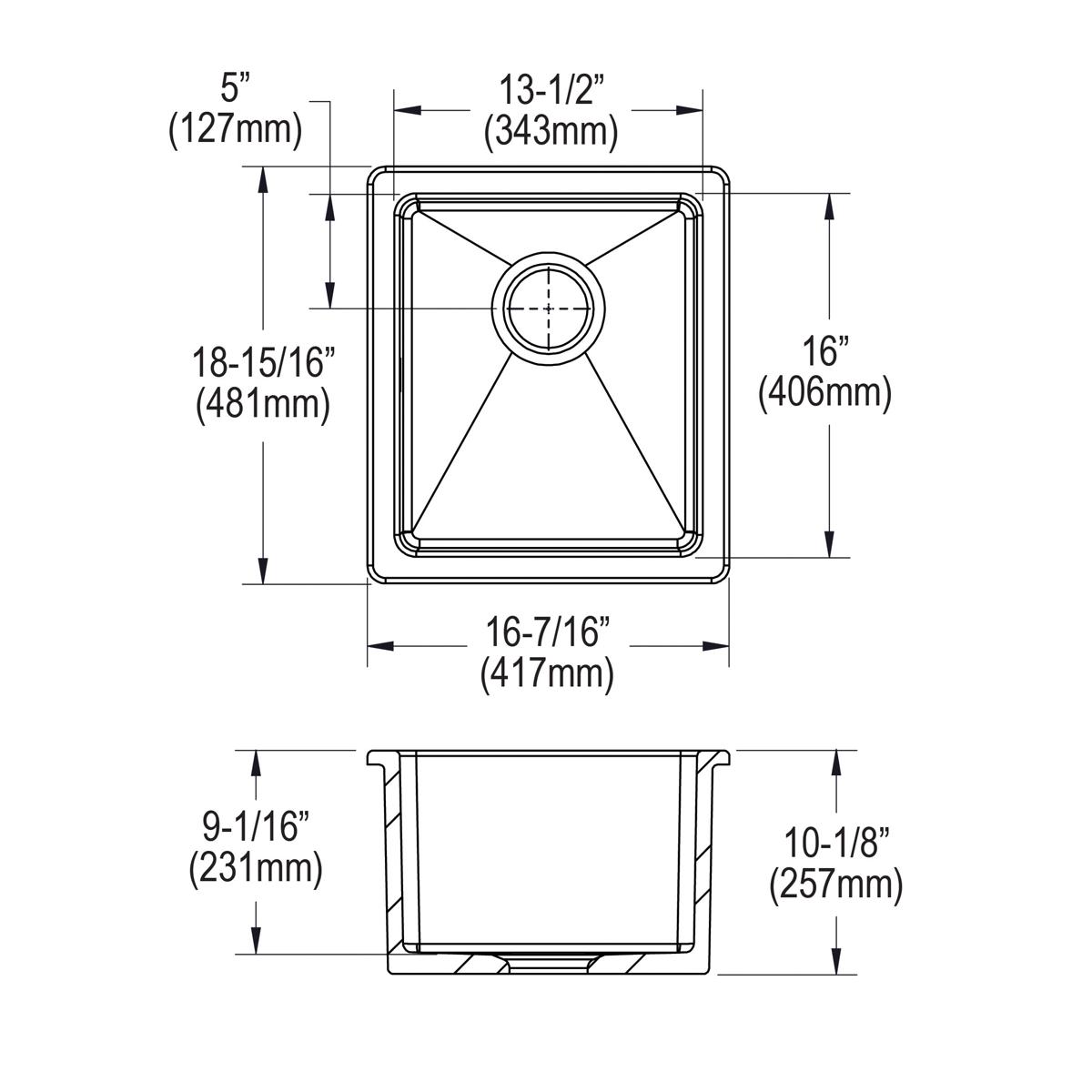 Elkay Fireclay 16-7/16" x 18-15/16" x 9-1/16" Single Bowl Undermount Bar Sink White SWU1517WH