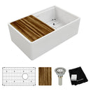 Elkay Fireclay 30" x 18-13/16" x 9-5/8" Single Bowl Farmhouse Workstation Sink Kit White SWUF13020CBWH