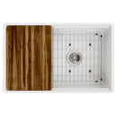 Elkay Fireclay 30" x 18-13/16" x 9-5/8" Single Bowl Farmhouse Workstation Sink Kit White SWUF13020CBWH