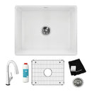 Elkay Fireclay 24-7/16" x 19-11/16" x 9-1/8" Single Bowl Farmhouse Sink Kit with Filtered Faucet White SWUF2520WHFLC