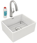 Elkay Fireclay 24-7/16" x 19-11/16" x 9-1/8" Single Bowl Farmhouse Sink Kit with Filtered Faucet White SWUF2520WHFLC