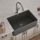 Elkay Fireclay 30" x 19-15/16" x 9-1/8" Single Bowl Farmhouse Sink Kit with Filtered Faucet Matte Gray SWUF28179MGFLC