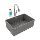 Elkay Fireclay 30" x 19-15/16" x 9-1/8" Single Bowl Farmhouse Sink Kit with Filtered Faucet Matte Gray SWUF28179MGFLC