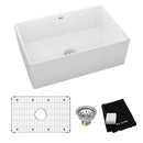 Elkay Fireclay 30" x 19-15/16" x 9-1/8" Single Bowl Farmhouse Sink Kit White SWUF28179WHC