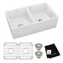 Elkay Fireclay 33" x 19-15/16" x 9" Equal Double Bowl Farmhouse Sink Kit White SWUF32189WHC