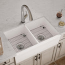 Elkay Fireclay 33" x 19-15/16" x 9" Equal Double Bowl Farmhouse Sink Kit with Filtered Faucet White SWUF32189WHFLC