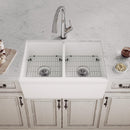 Elkay Fireclay 33" x 19-15/16" x 9" Equal Double Bowl Farmhouse Sink Kit with Filtered Faucet White SWUF32189WHFLC