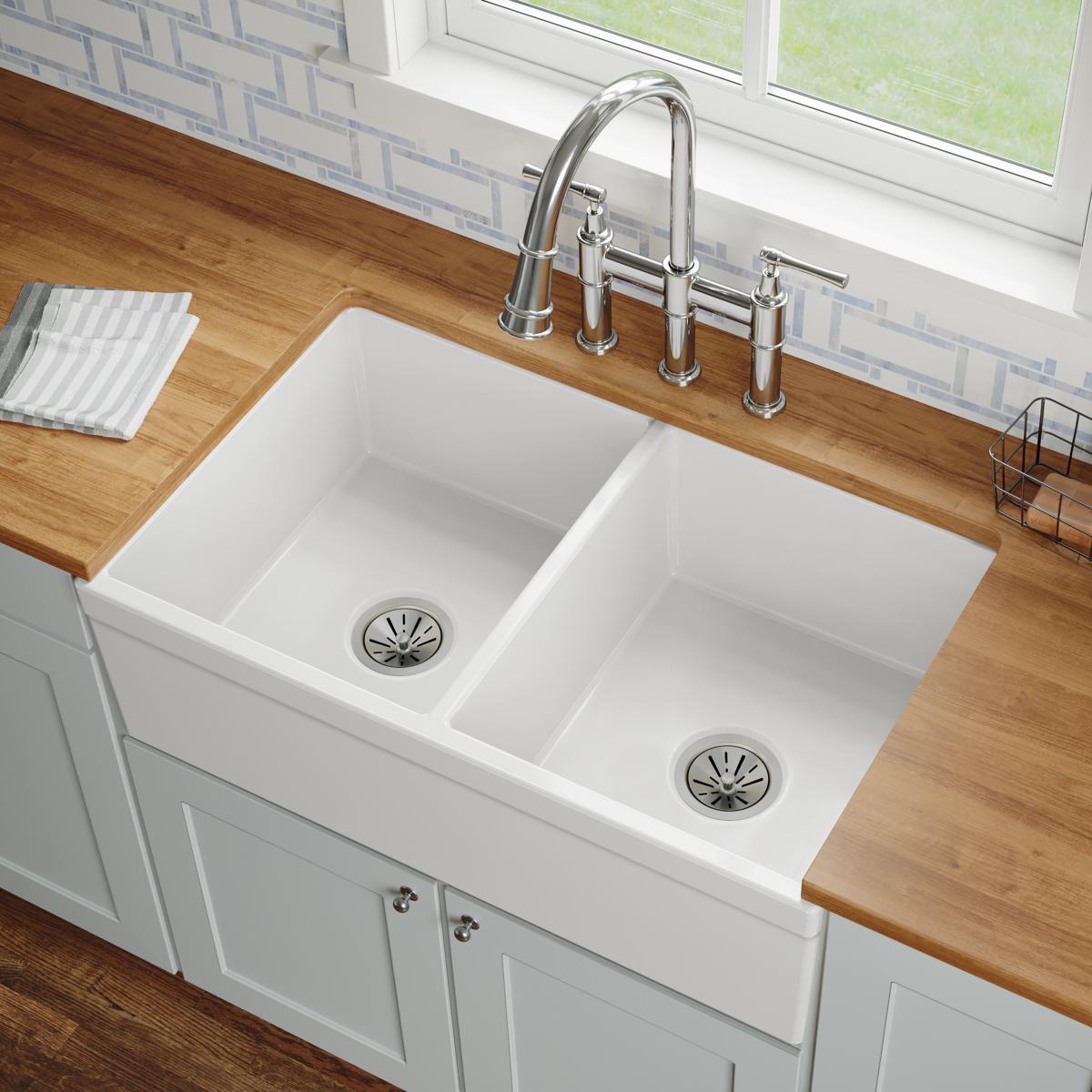 Elkay Fireclay kitchen sink, White SWUF32189WH