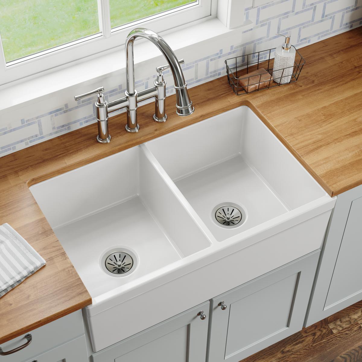 Elkay Fireclay kitchen sink, White SWUF32189WH