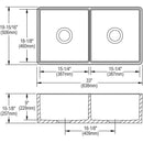 Elkay Fireclay 33" x 19-15/16" x 9" Equal Double Bowl Farmhouse Sink Kit White SWUF32189WHC