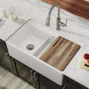 Elkay Fireclay 33" x 19-15/16" x 9-3/16" 60/40 Double Bowl Farmhouse Workstation Sink with Aqua Divide White SWUF3320WH