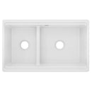 Elkay Fireclay 33" x 19-15/16" x 9-3/16" 60/40 Double Bowl Farmhouse Workstation Sink with Aqua Divide White SWUF3320WH
