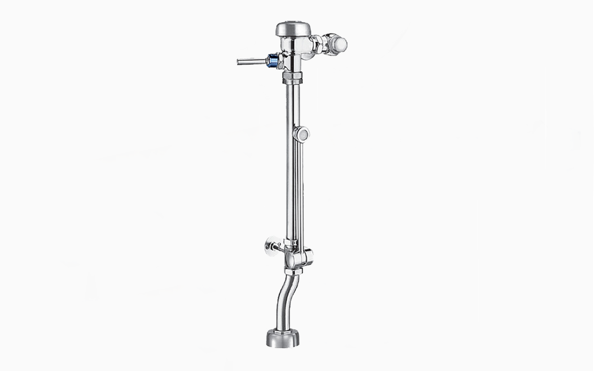 Sloan BPW 1150-1.6 Exposed Manual Flushometer, Top Spud, Polished Chrome, Saniguard Handle, 2 Wall Bumpers, Double Wall Bumper