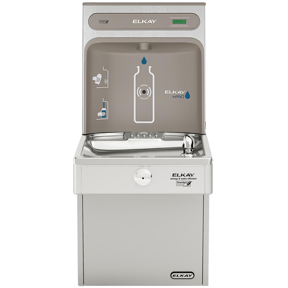 Elkay ezH2O Bottle Filling Station & Single High Efficiency Vandal- Resistant Cooler, Non-Filtered, 8.0 GPH VRCGRN8WSK
