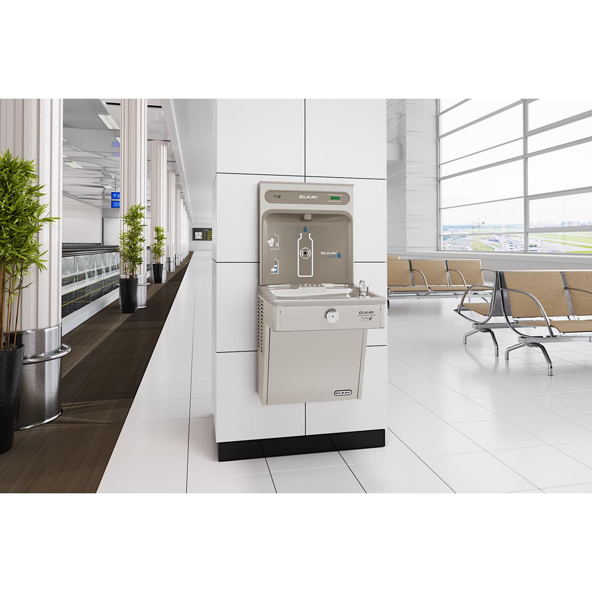 Elkay ezH2O Bottle Filling Station & Single High Efficiency Vandal- Resistant Cooler, Non-Filtered, 8.0 GPH VRCGRN8WSK