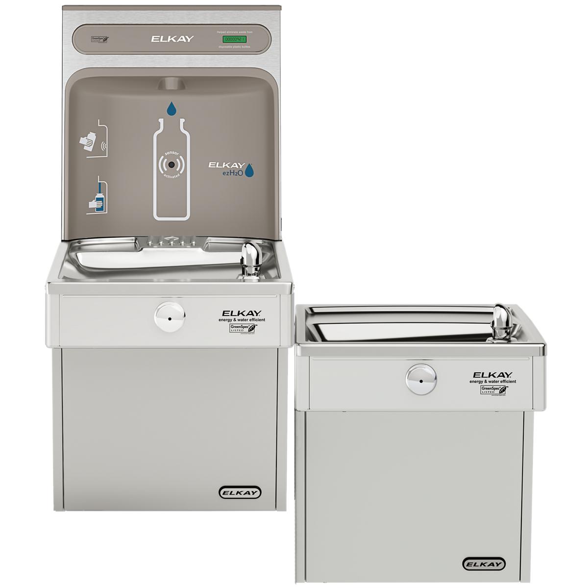 Elkay ezH2O Bottle Filling Station & Bi-Level High Efficiency Vandal- Resistant Cooler, Non-Filtered VRCGRNTL8WSK