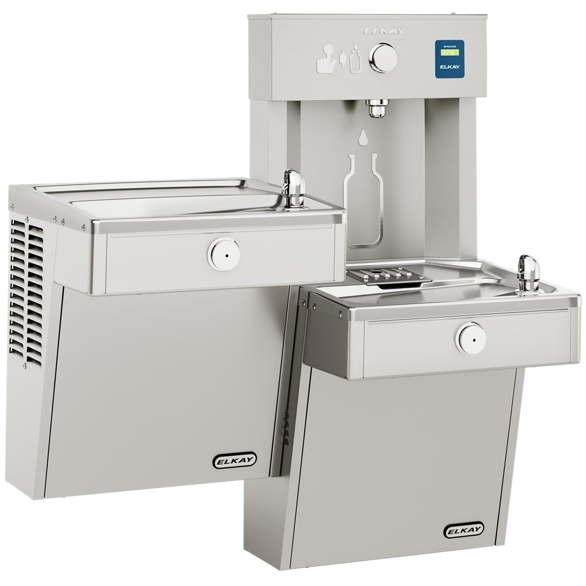Elkay ezH2O Vandal-Resistant Bottle Filling Station, & Bi-Level Cooler, Non-Filtered Non-Refrigerated Stainless VRCTLDDWSK
