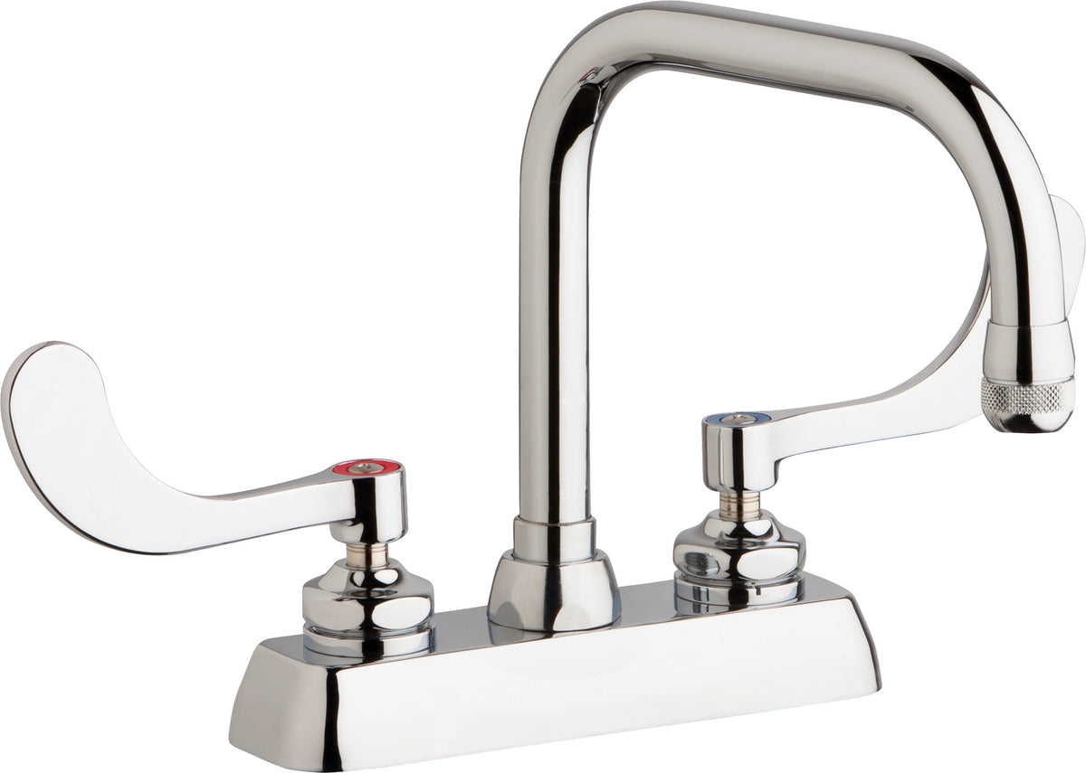 Chicago Faucets W4D-DB6AE1-317ABCP Lead-Free Deck-mounted manual faucet with 4" centers