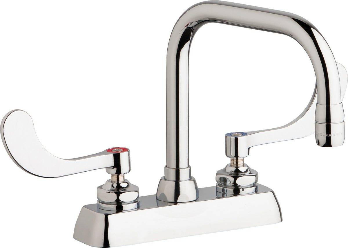 Chicago Faucets W4D-DB6AE35-317AB Lead-Free Deck-mounted manual faucet with 4" centers