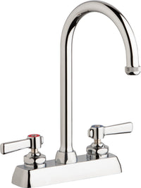 Chicago Faucets W4D-GN2AE1-369ABCP Lead-Free Deck-mounted manual faucet with 4" centers