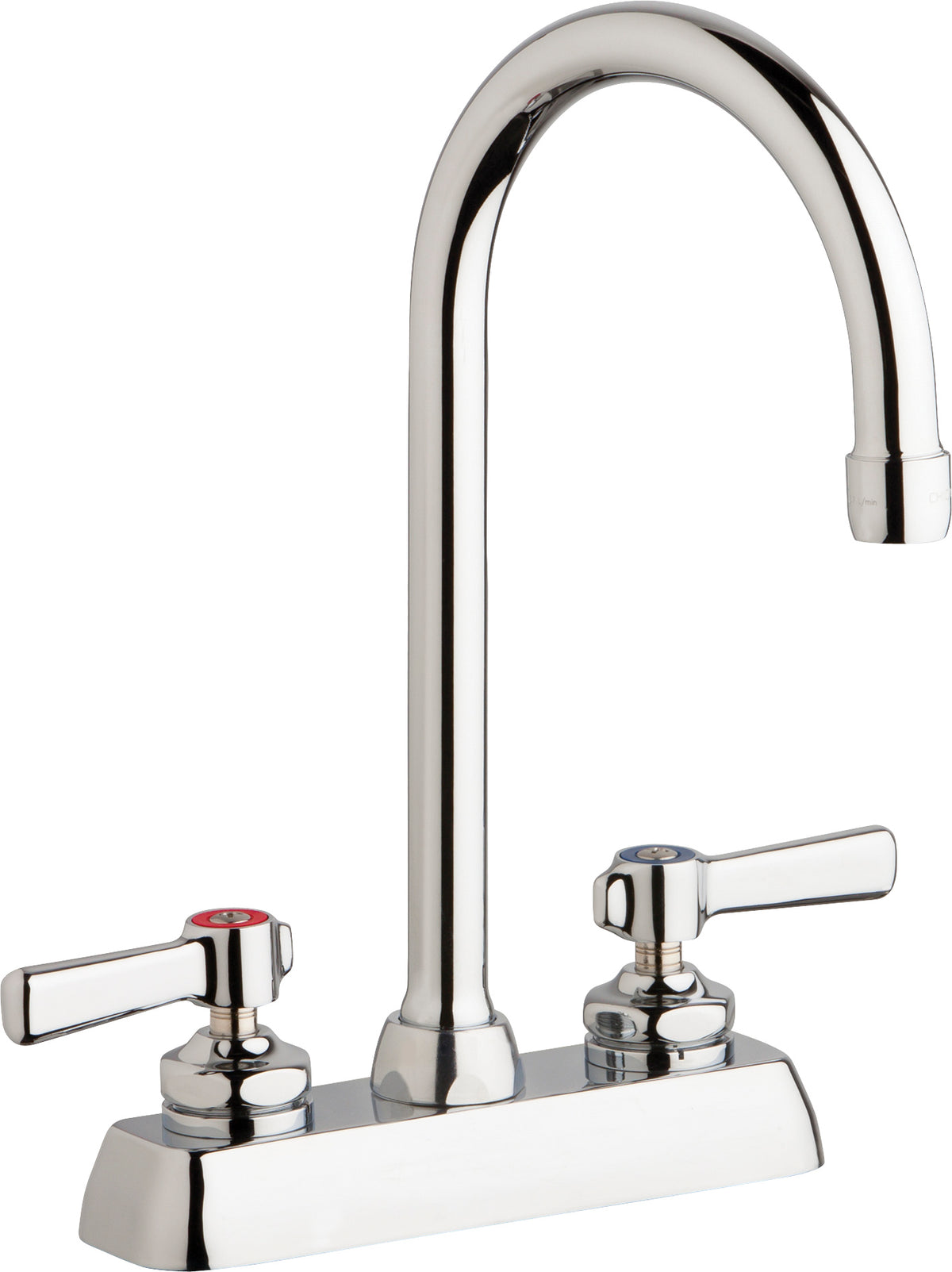 Chicago Faucets W4D-GN2AE35-369AB Lead-Free Deck-mounted manual faucet with 4" centers
