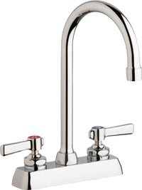 Chicago Faucets W4D-GN2AE35-369AB Lead-Free Deck-mounted manual faucet with 4" centers