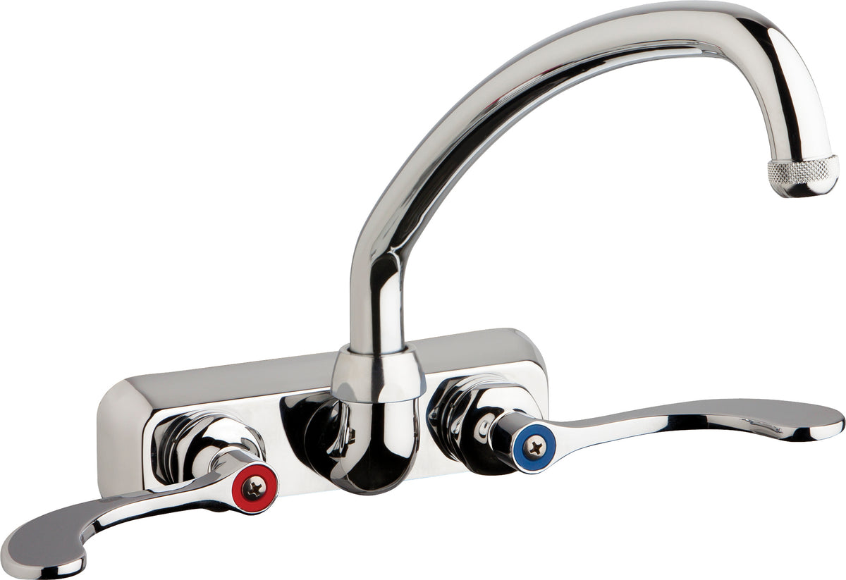 Chicago Faucets W4W-L9E1-317ABCP Lead-Free Wall-mounted manual faucet with 4" centers