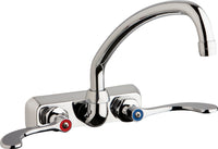 Chicago Faucets W4W-L9E35-317ABCP Lead-Free Wall-mounted manual faucet with 4" centers