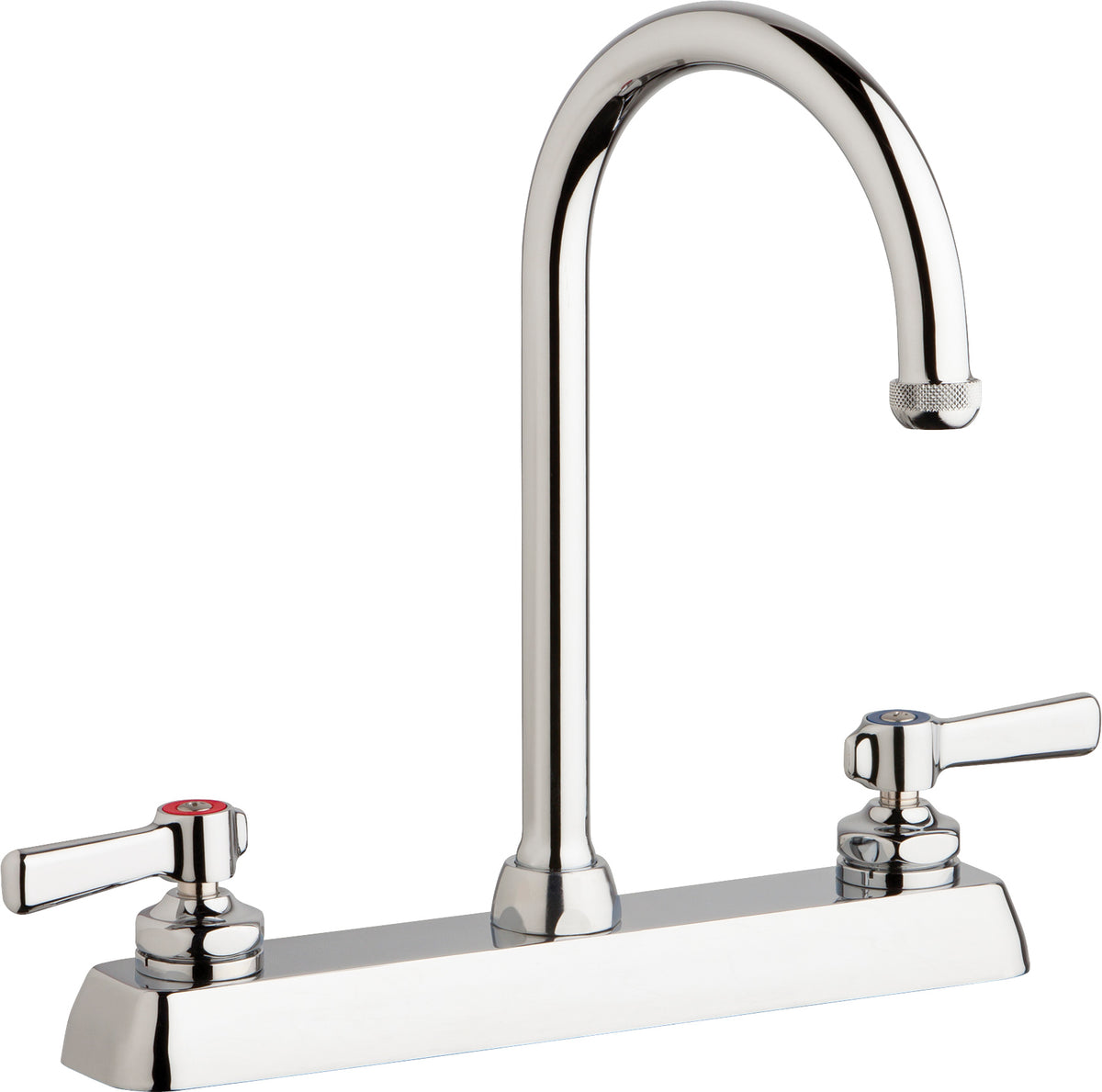 Chicago Faucets W8D-GN2AE1-369ABCP Lead-Free Deck-mounted manual faucet with 8" centers
