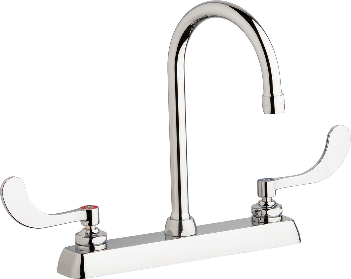 Chicago Faucets W8D-GN2AE35-317AB Lead-Free Deck-mounted manual faucet with 8" centers