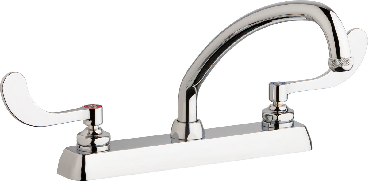 Chicago Faucets W8D-L9E1-317ABCP Lead-Free Deck-mounted manual faucet with 8" centers