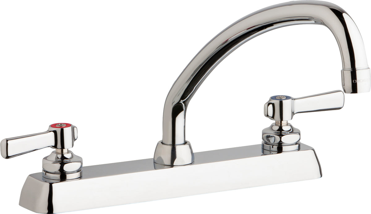 Chicago Faucets W8D-L9E35-369ABCP Lead-Free Deck-mounted manual faucet with 8" centers