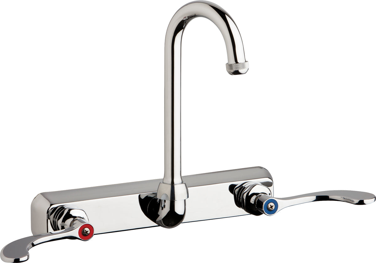 Chicago Faucets W8W-GN1AE1-317ABCP Lead-Free Wall-mounted manual faucet with 8" centers