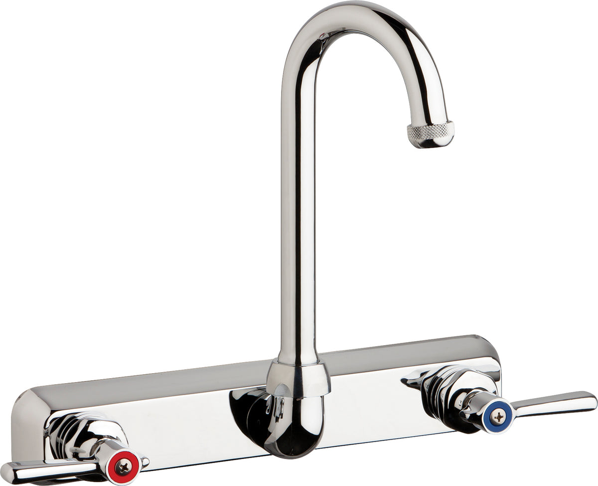 Chicago Faucets W8W-GN1AE1-369ABCP Lead-Free Wall-mounted manual faucet with 8" centers