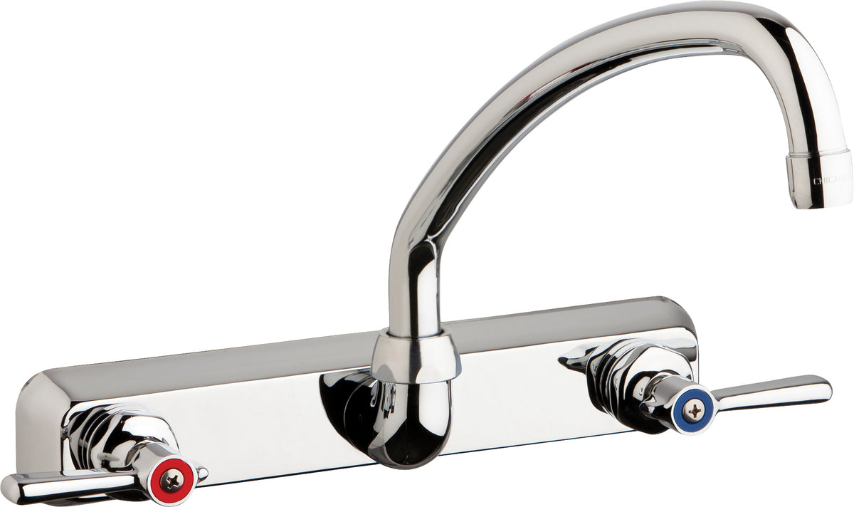 Chicago Faucets W8W-L9E35-369ABCP Lead-Free Wall-mounted manual faucet with 8" centers