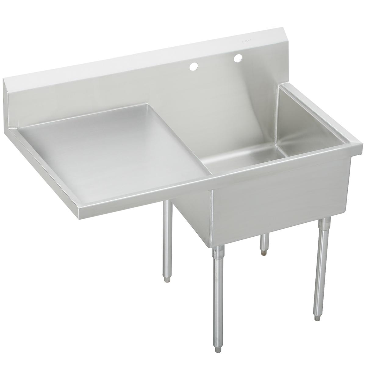 Elkay Weldbilt Stainless Steel 49-1/2" x 27-1/2" x 14" Floor Mount, Single Compartment Scullery Sink with Drainboard WNSF8124L2