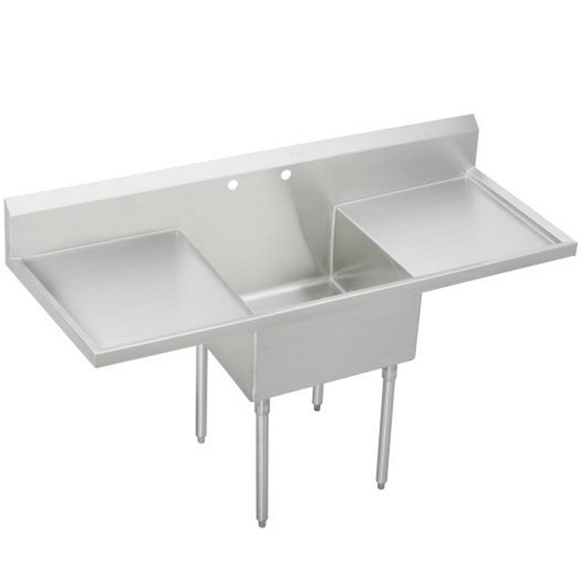 Elkay Weldbilt Stainless Steel 72" x 27-1/2" x 14" Floor Mount, Single Compartment Scullery Sink with Drainboard WNSF8124LR2