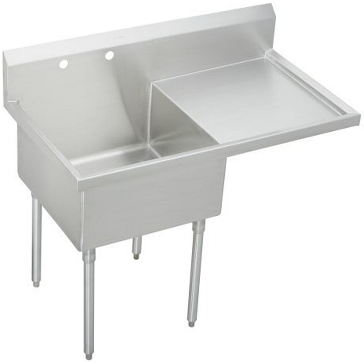 Elkay Weldbilt Stainless Steel 49-1/2" x 27-1/2" x 14" Floor Mount, Single Compartment Scullery Sink with Drainboard WNSF8124R2