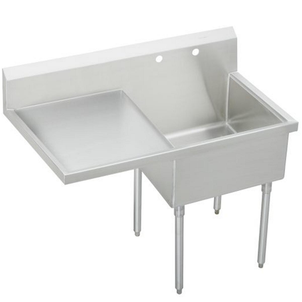 Elkay Weldbilt Stainless Steel 55-1/2" x 27-1/2" x 14" Floor Mount, Single Compartment Scullery Sink with Drainboard WNSF8130L2