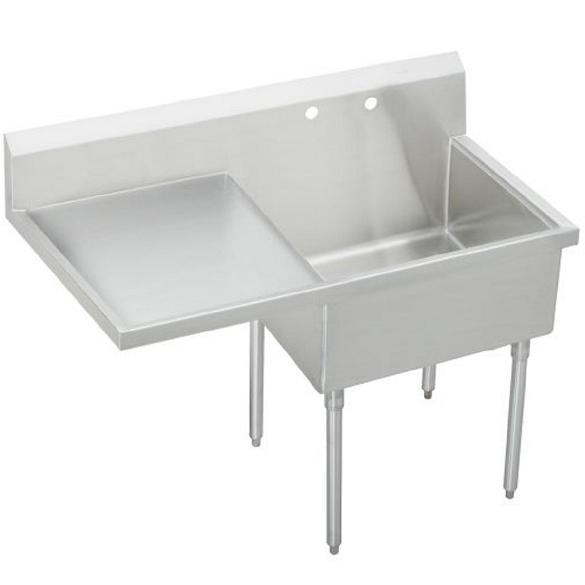 Elkay Weldbilt Stainless Steel 61-1/2" x 27-1/2" x 14" Floor Mount, Single Compartment Scullery Sink with Drainboard WNSF8136L2