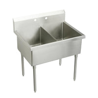 Elkay Weldbilt Stainless Steel 63" x 27-1/2" x 14" Floor Mount, Double Compartment Scullery Sink WNSF82602