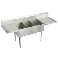Elkay Weldbilt Stainless Steel 102" x 27-1/2" x 14" Floor Mount, Triple Compartment Scullery Sink with Drainboard WNSF8354LR4