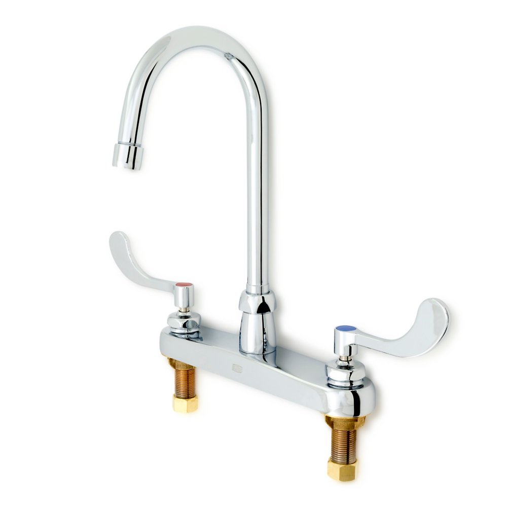Zurn Z871B4-XL Lead-Free 8" Brass Deck Faucet with a 5-3/8" Centerline Rigid or Swing Gooseneck Spout and 4" Wrist Blade Handles
