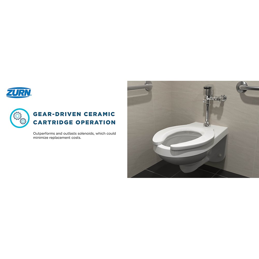 Zurn ZERK-C-DF-TM Top Mount Exposed Sensor Flush Valve Retrofit Kit for WC W/ Gear-driven Ceramic Cart, Battery, AquaVantage® Diaphragm