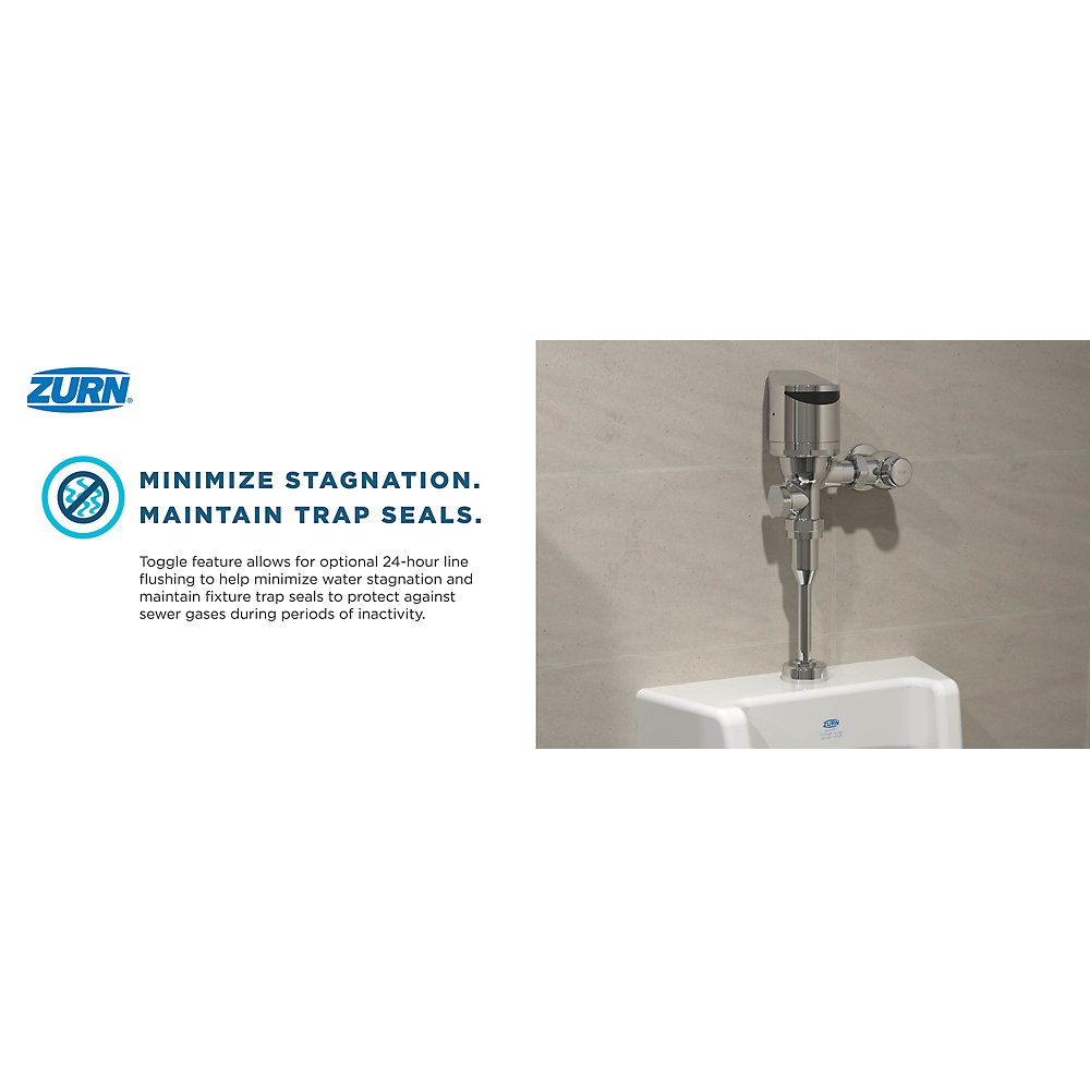 Zurn ZERK-U-ULF-TM Top Mount Exposed Sensor Flush Valve Retrofit Kit for Urinal W/Gear-driven Ceramic Cartridge, Battery, AV Diaphragm
