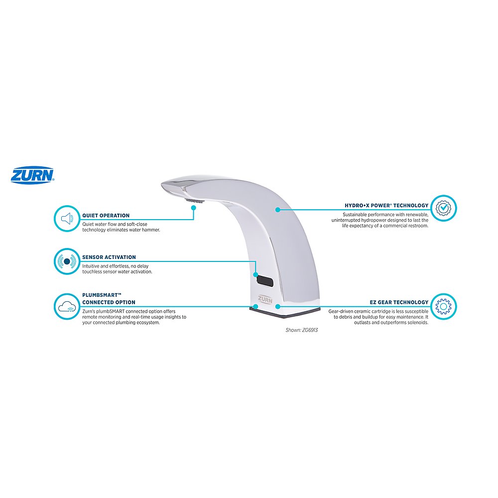 Zurn ZG6913-CP8-MV AquaSense® Sensor Faucet With Gear-driven Ceramic Cartridge