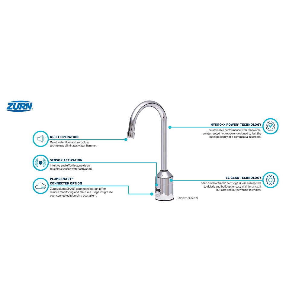 Zurn ZG6920-CP8-MV AquaSense® 5-3/8 in. Gooseneck Sensor Faucet With Gear-driven Ceramic Cartridge