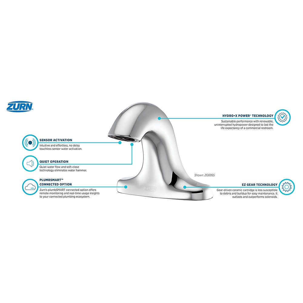 Zurn ZG6955-TMV-1 Serio Series® 4 in. Base Sensor Faucet With Gear-driven Ceramic Cartridge