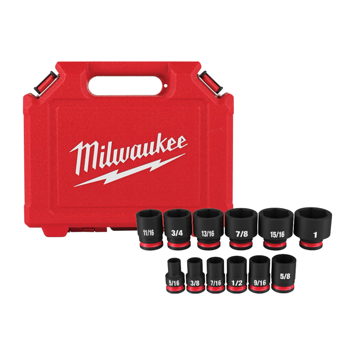 Milwaukee 49-66-7005 12PC SHOCKWAVE Impact Duty 3/8" Drive SAE Standard 6 Point Socket Set